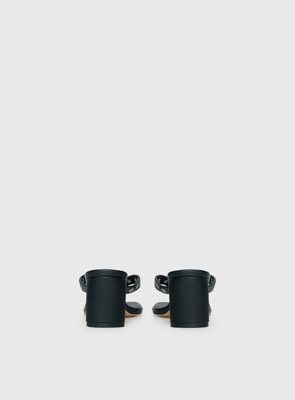 Party Hour Stud Detail Thong Heels Black
