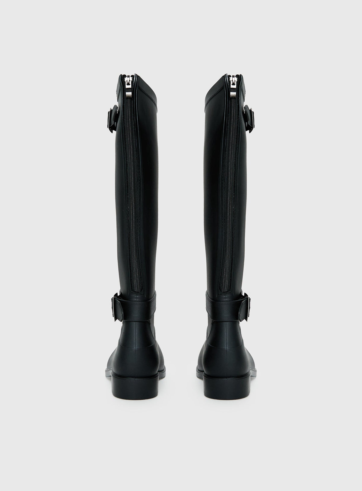 Elvera Buckle Detail Rubber Gumboots Black