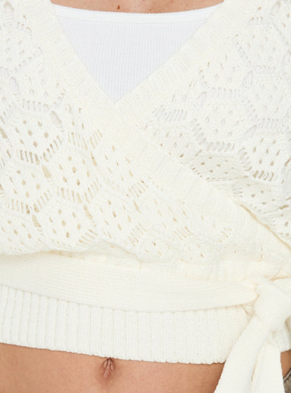 Kaenira Lace Wrap Knit Jumper Cream