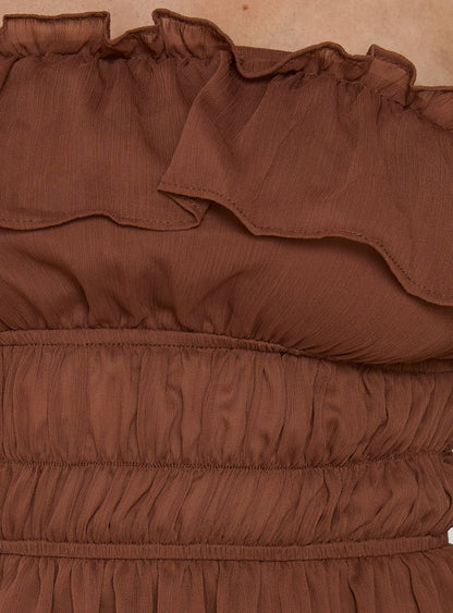 Ginnilee Strapless Frill Top Mocha