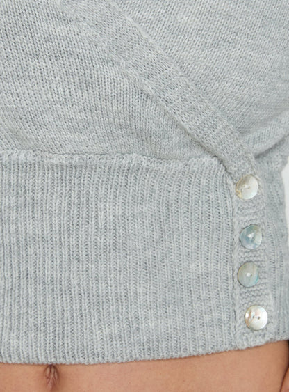 Odeline Wrap Knit Jumper Grey Marle