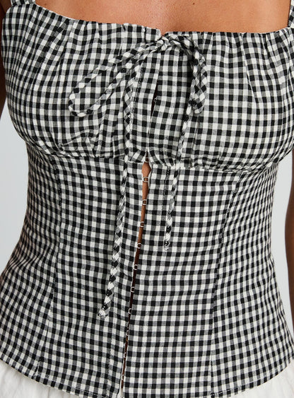 Modern Girl Top Black Gingham