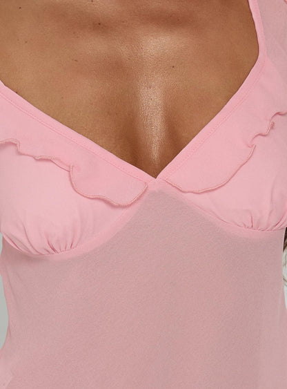 Zayliah Frill Detail Top Pink
