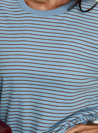 Kaitlan Short Sleeve Tee Blue Stripe