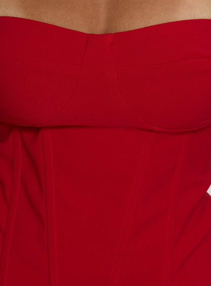 Chevon Strapless Corset Top Red