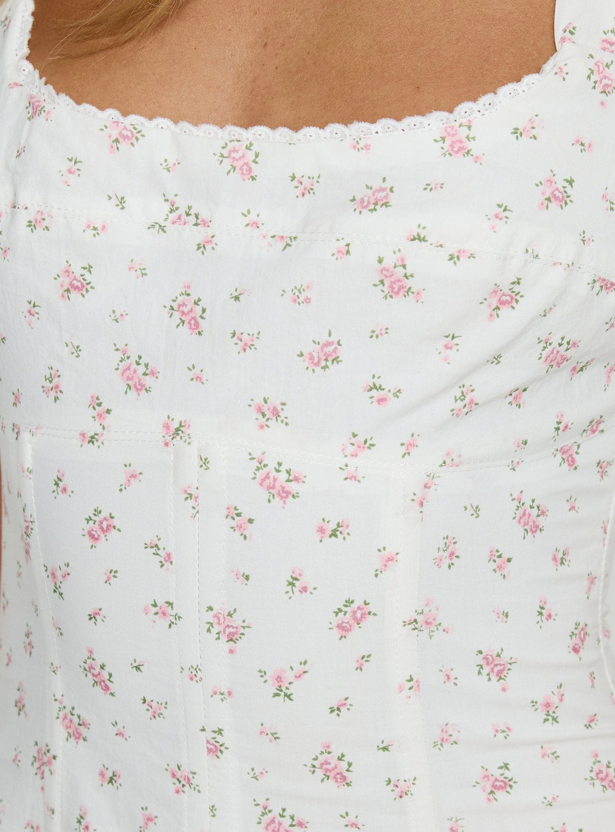 Delyra Halter Corset Top White Floral