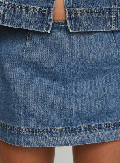 Stefenie Denim Skort Mid Wash Tall