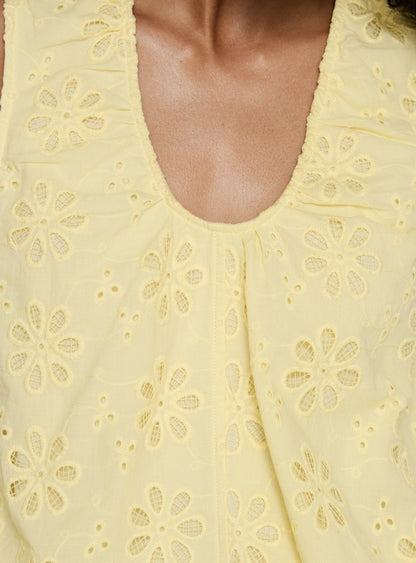 Lindey Embroidered Sleeveless Top Yellow