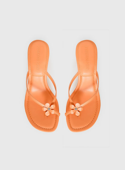 Electrified Floral Thong Heels Orange Sorbet
