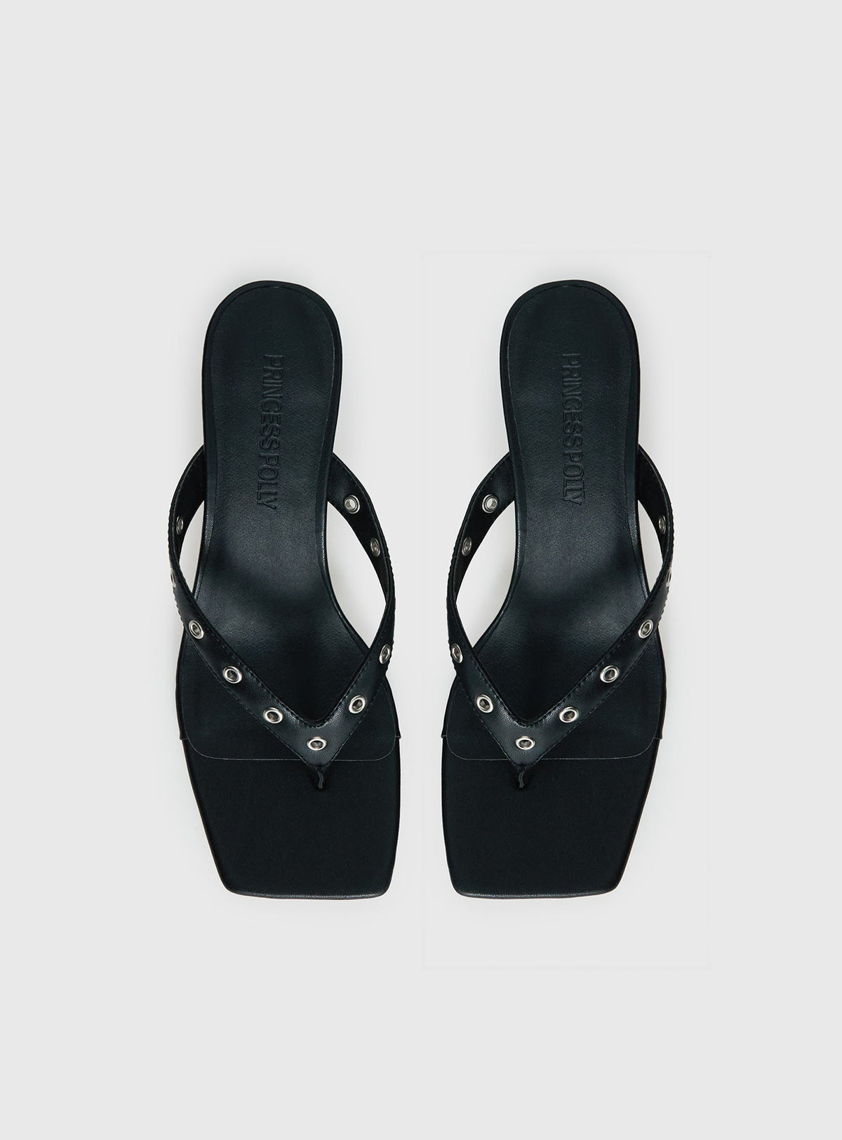 Party Hour Stud Detail Thong Heels Black