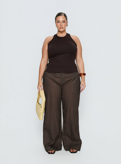 Harlene Back Detail Top Brown Curve