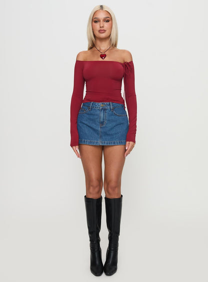 Nicolina Low Rise Denim Mini Skirt Light Wash