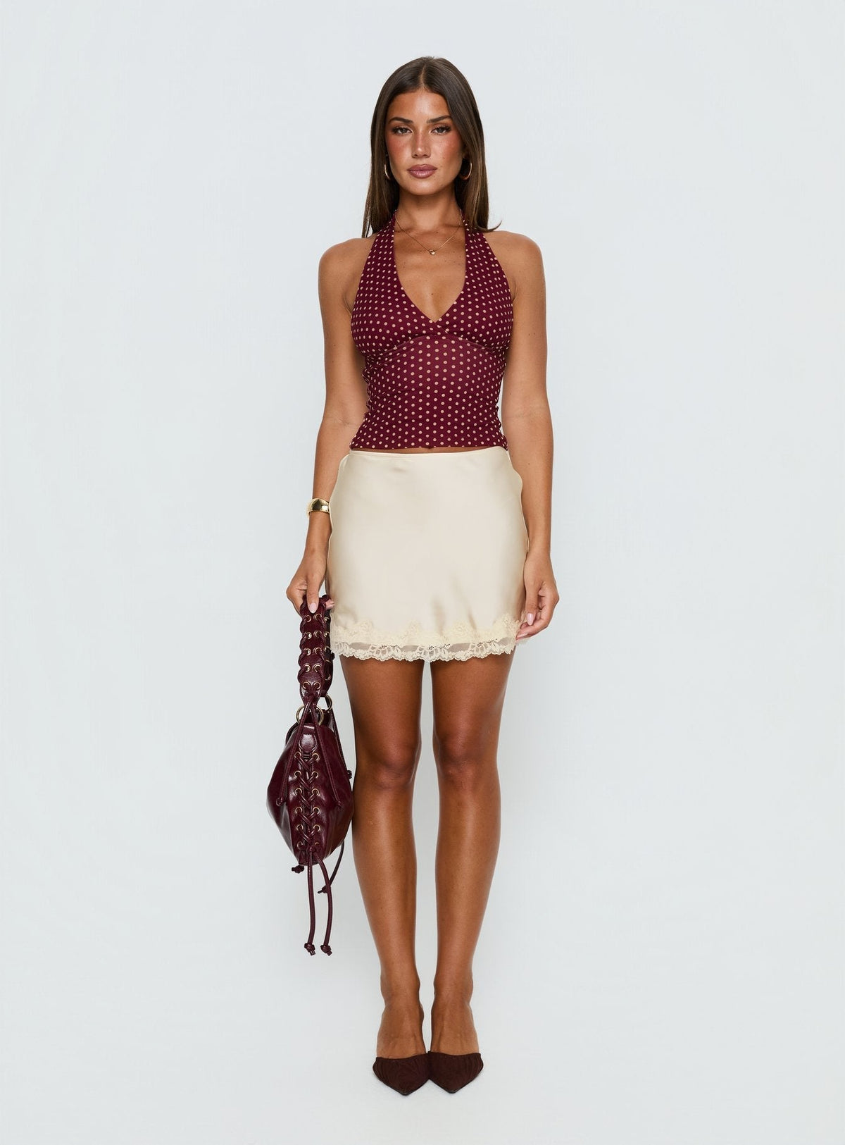 Brandey Lace Mini Skirt Cream