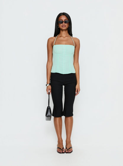 Delamere Tie Neck Top Aqua
