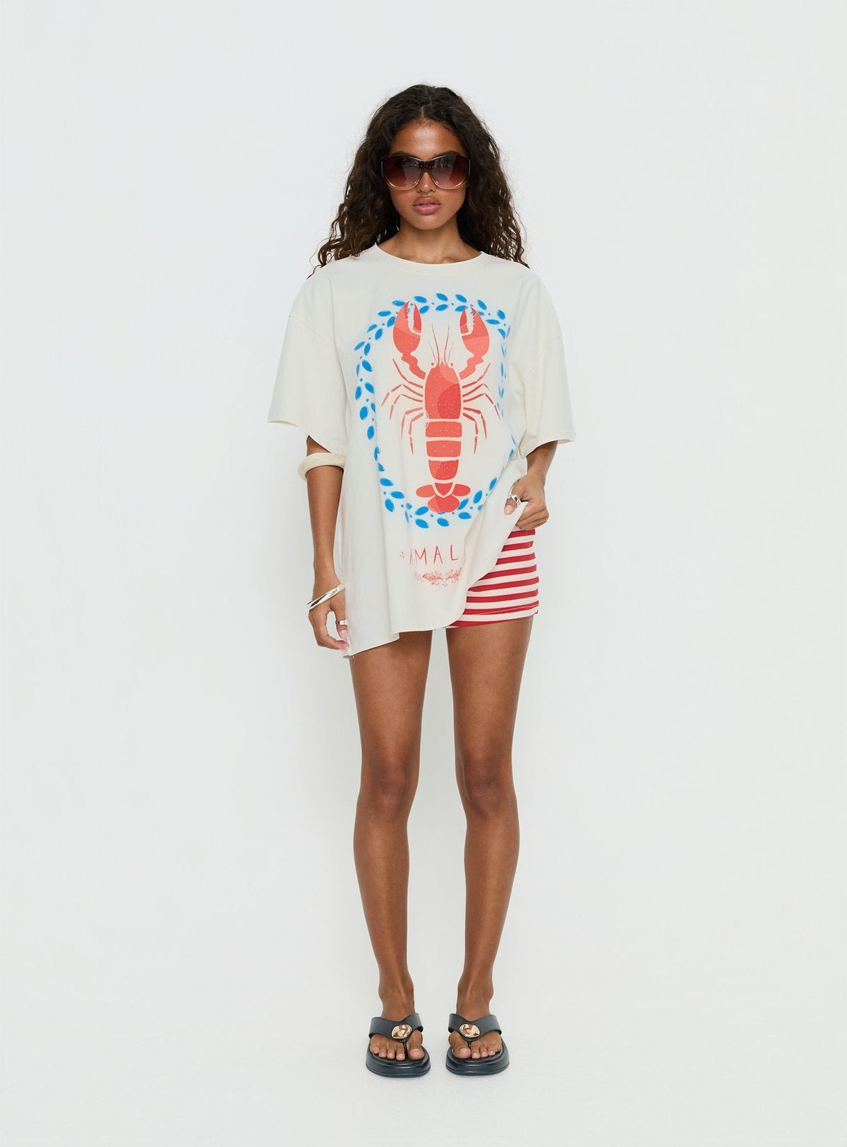 Amalfi Love Oversized Graphic Tee Off White