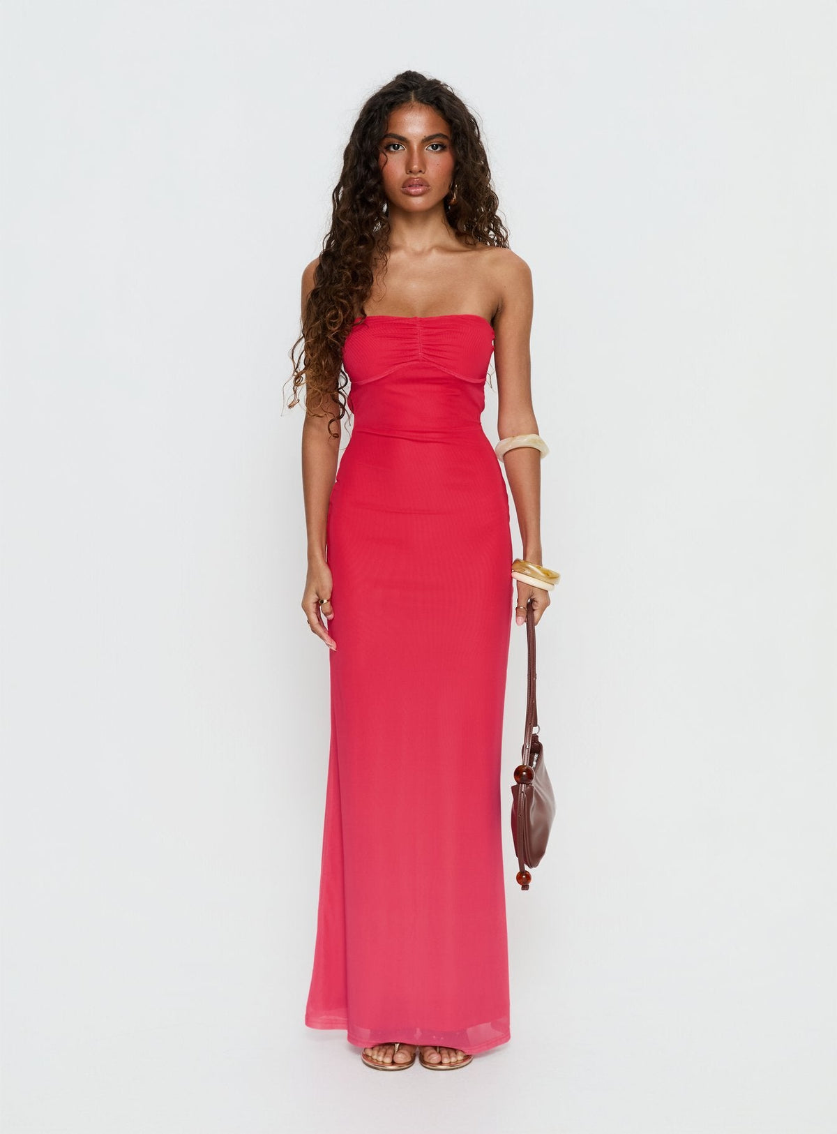 Jesemma Strapless Maxi Dress Hot Pink