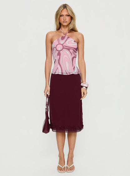 Mayble Arrow Neck Top Pink Swirl
