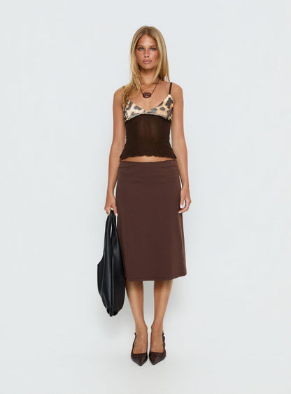 Willet Contrast Bust Cami Top Chocolate / Leopard
