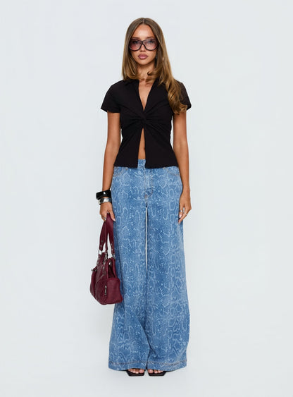 Lover Blues Twist Top Black