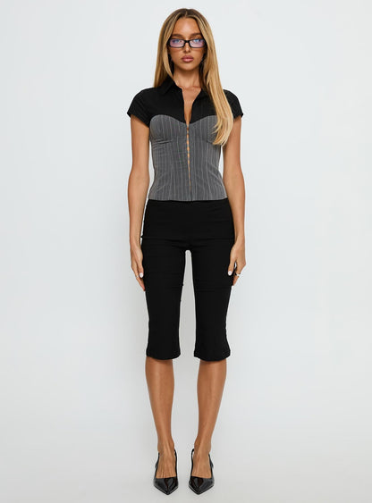 Bobette Corset Top Black / Grey