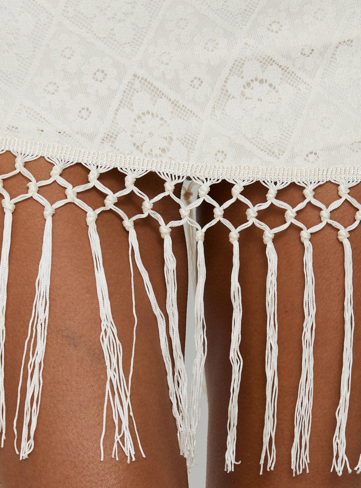 Porcelana Strapless Tassel Mini Dress Cream