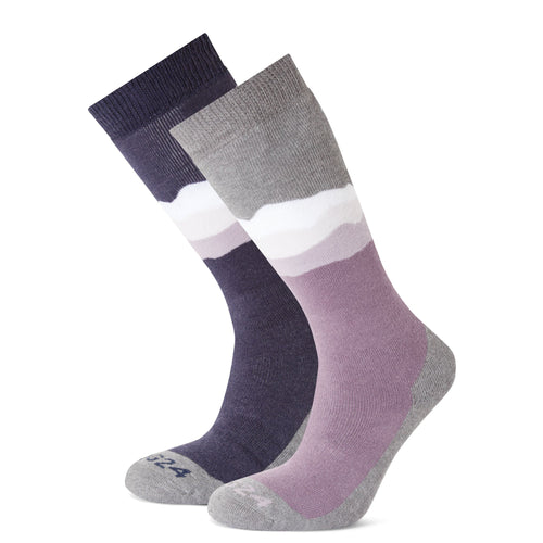Allevard Womens Ski Socks - Lavender Grey/Oxford Blue