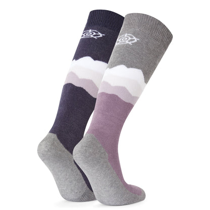 Allevard Womens Ski Socks - Lavender Grey/Oxford Blue