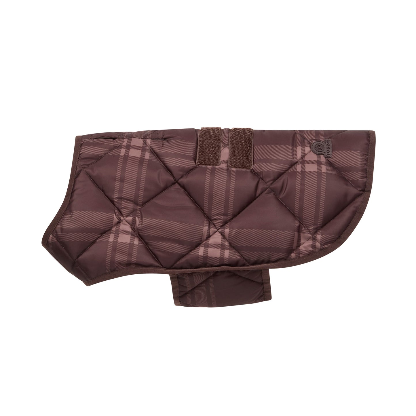 Bark Checked Padded Dog Coat - Chocolate Brown