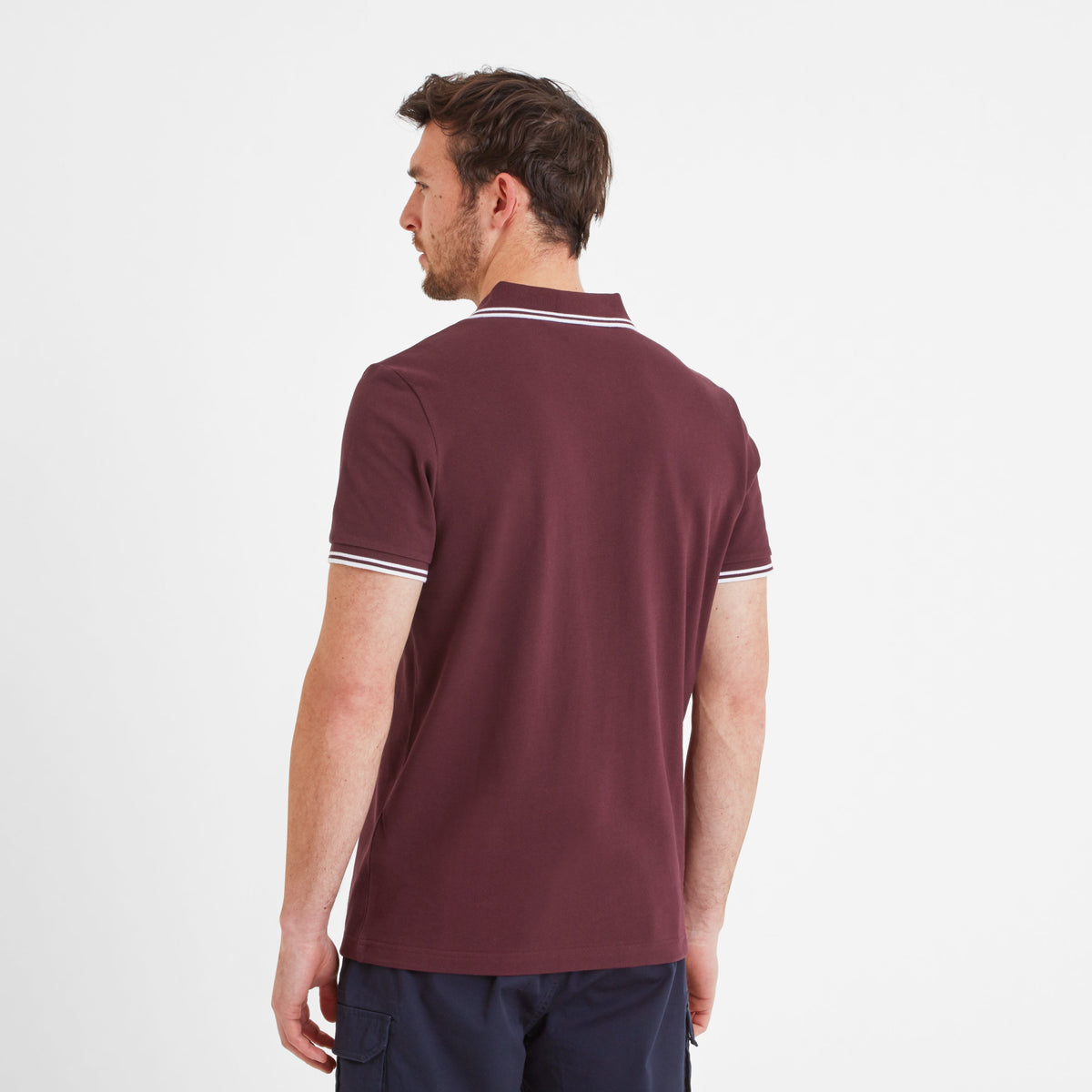 Biston Mens 100% Cotton Pique Polo Shirt - Deep Port