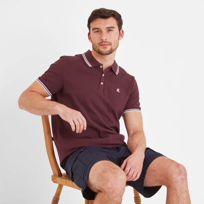 Biston Mens 100% Cotton Pique Polo Shirt - Deep Port