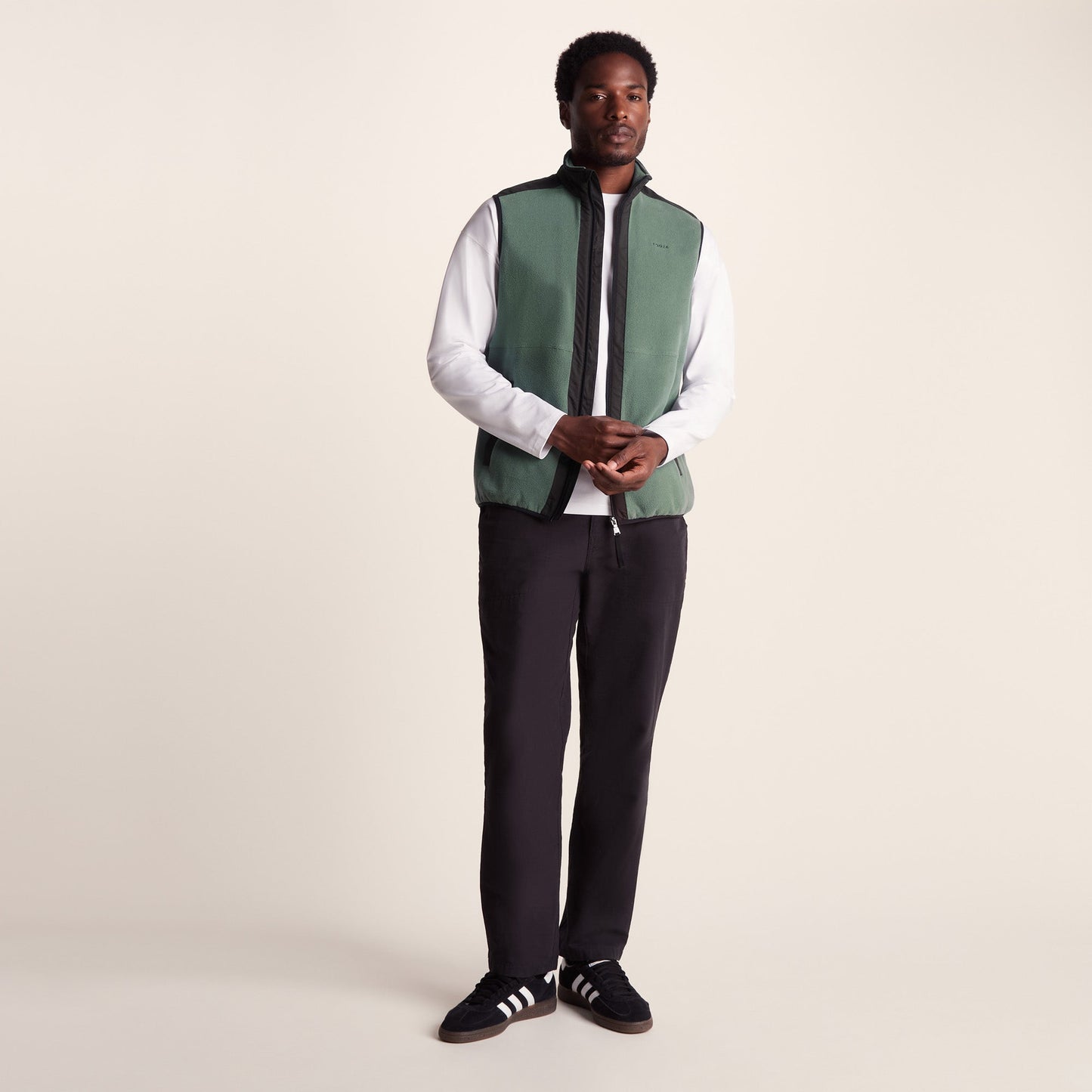 Boltby Mens Relaxed Fit Microfleece Gilet - Black/Light Forest