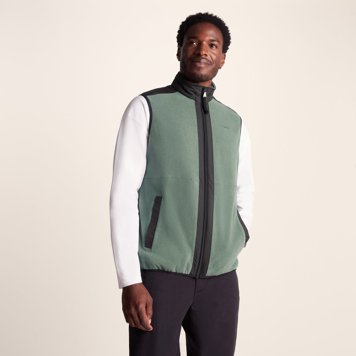 Boltby Mens Relaxed Fit Microfleece Gilet - Black/Light Forest