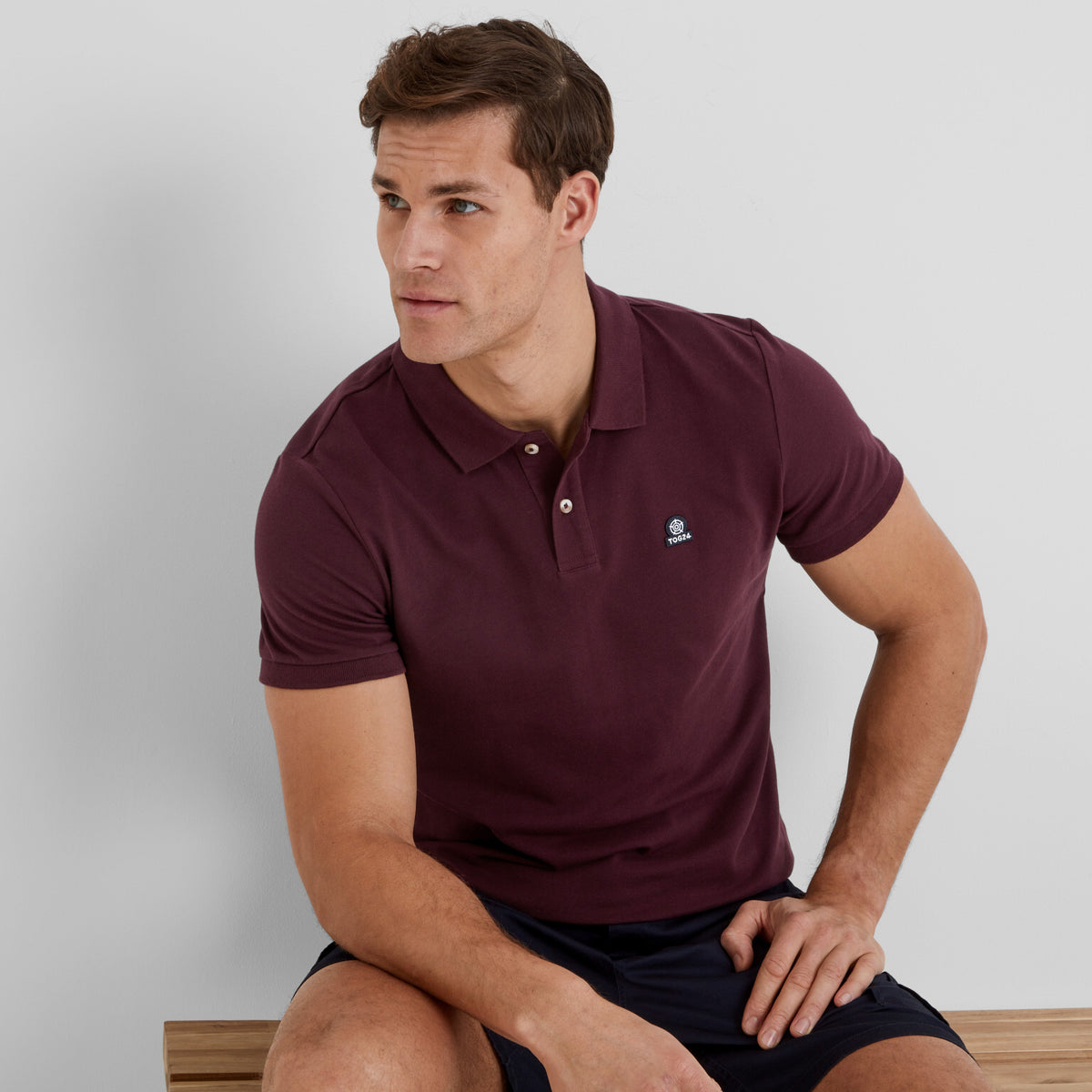 Braunton Mens 100% Cotton Pique Polo Shirt - Deep Port