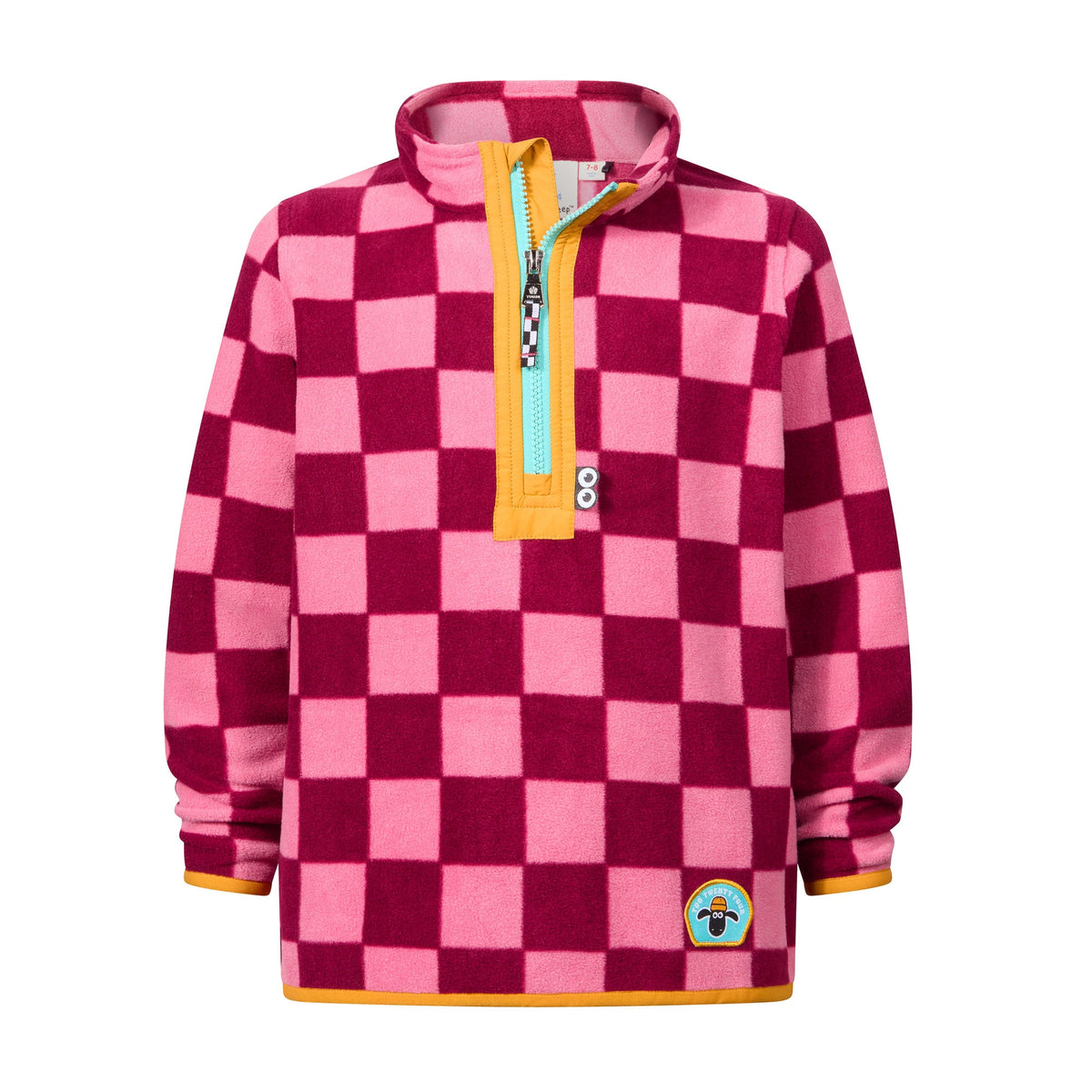 Brecknock Kids Shaun the Sheep Fleece Zip Neck - Candy Floss/Beetroot Red