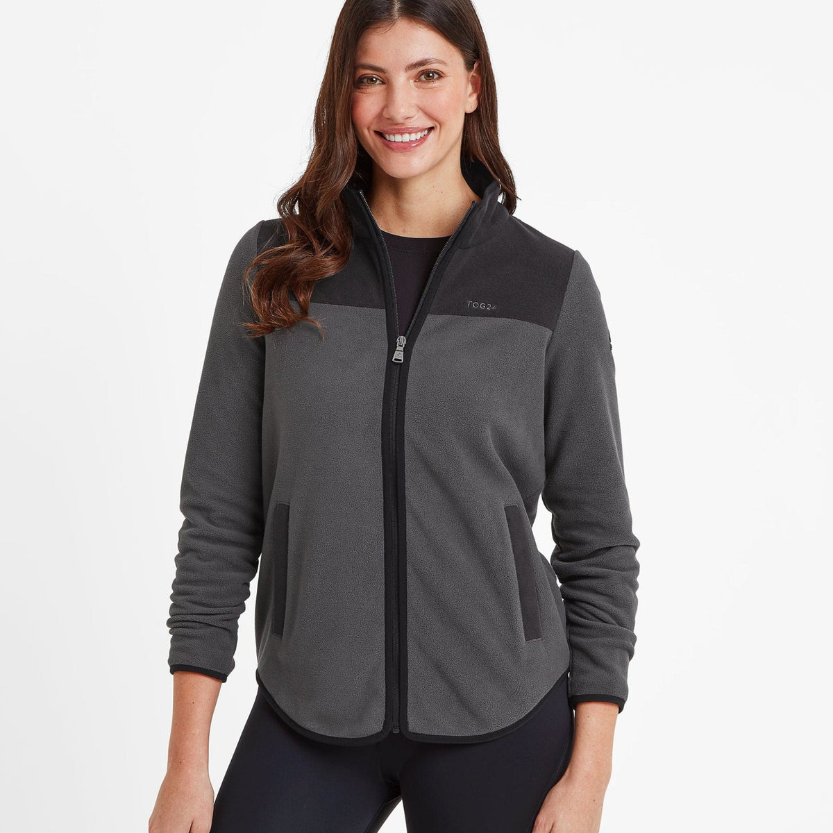 Carty Womens Colour Block Fleece Jacket - Washed Black/Black