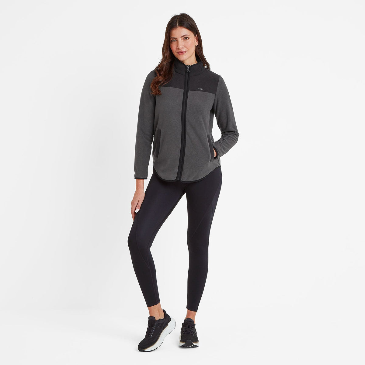 Carty Womens Colour Block Fleece Jacket - Washed Black/Black