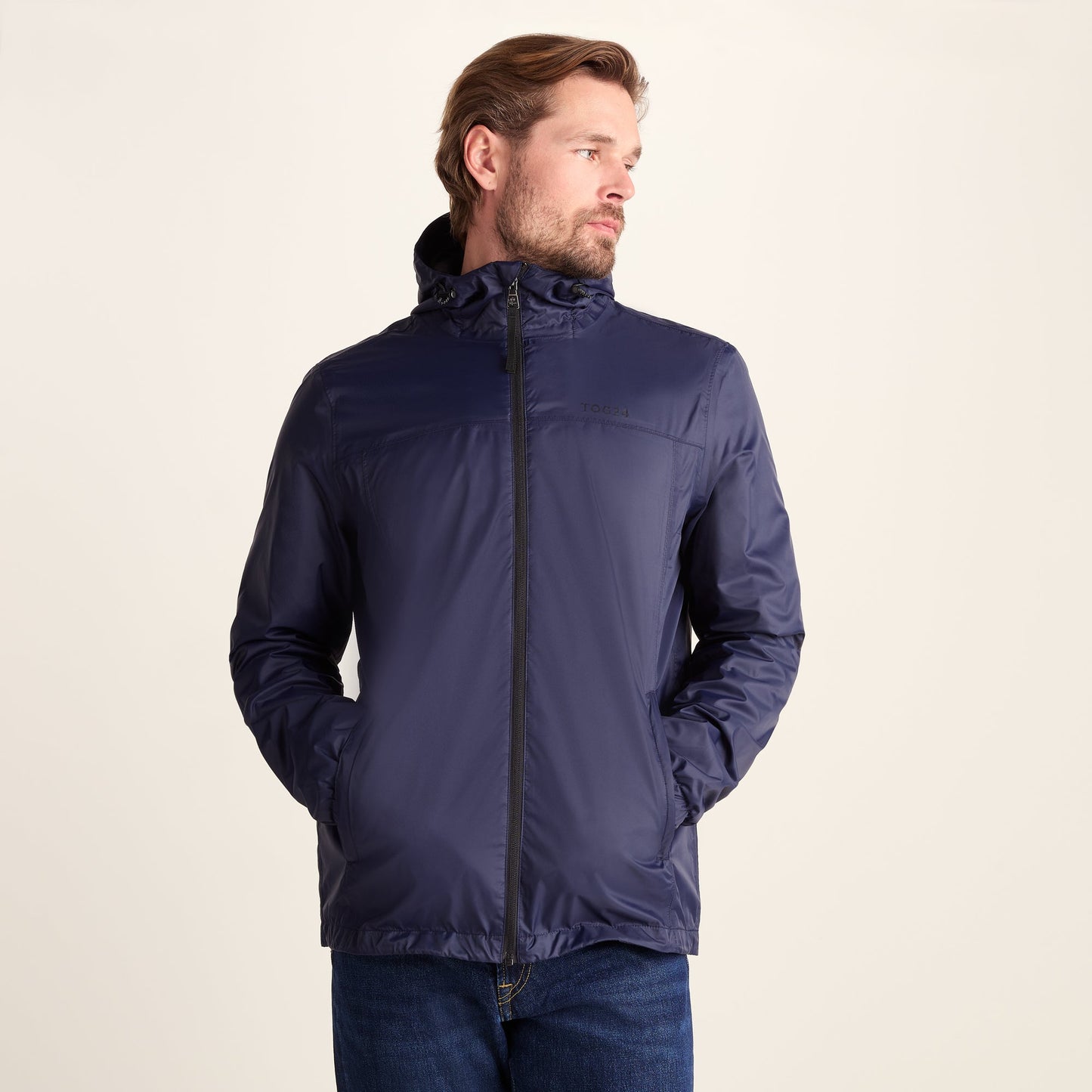 Craven Mens Waterproof Packaway Jacket - Navy
