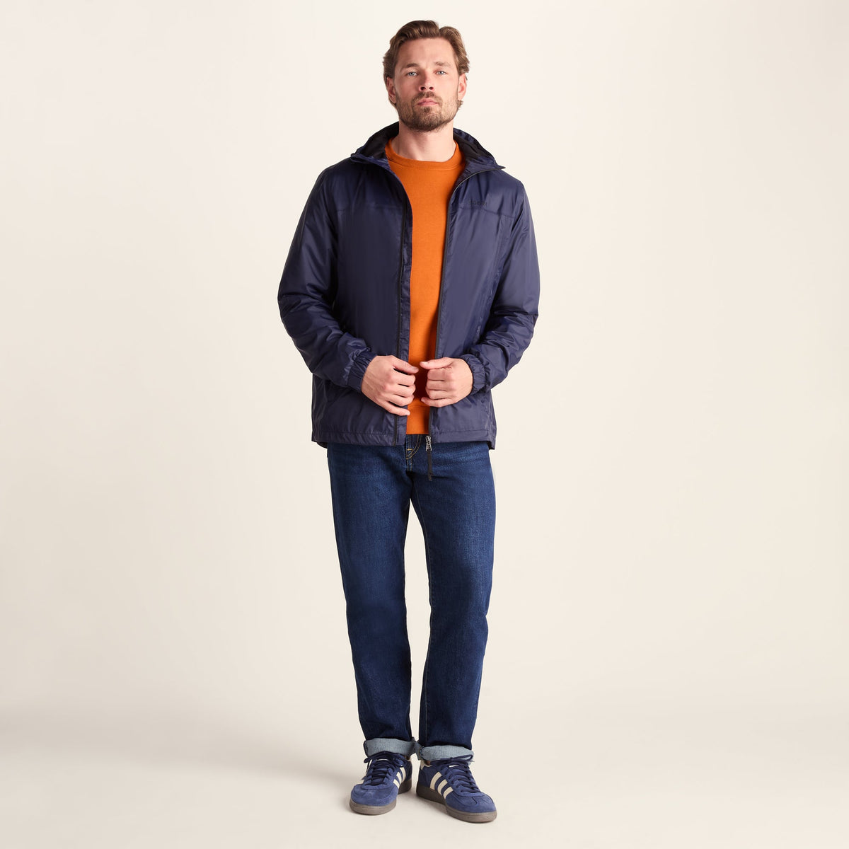Craven Mens Waterproof Packaway Jacket - Navy