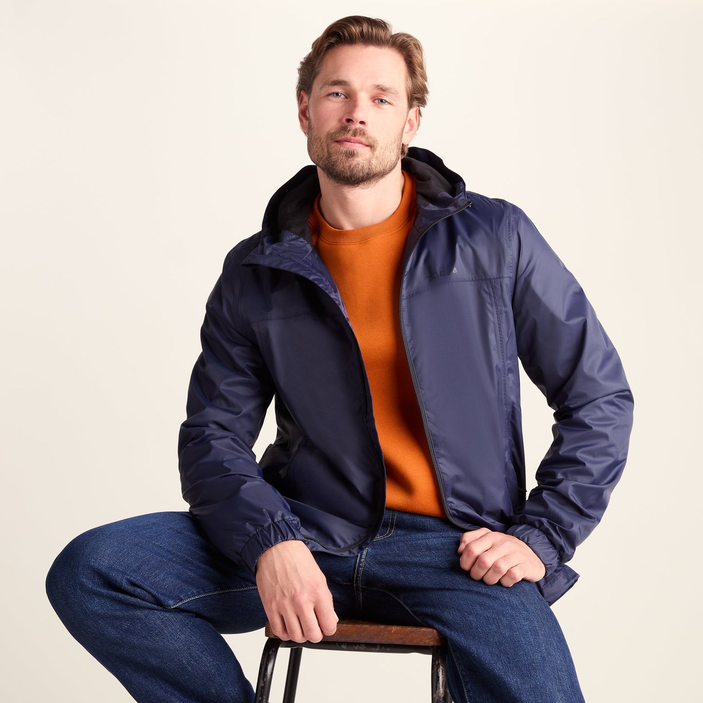 Craven Mens Waterproof Packaway Jacket - Navy