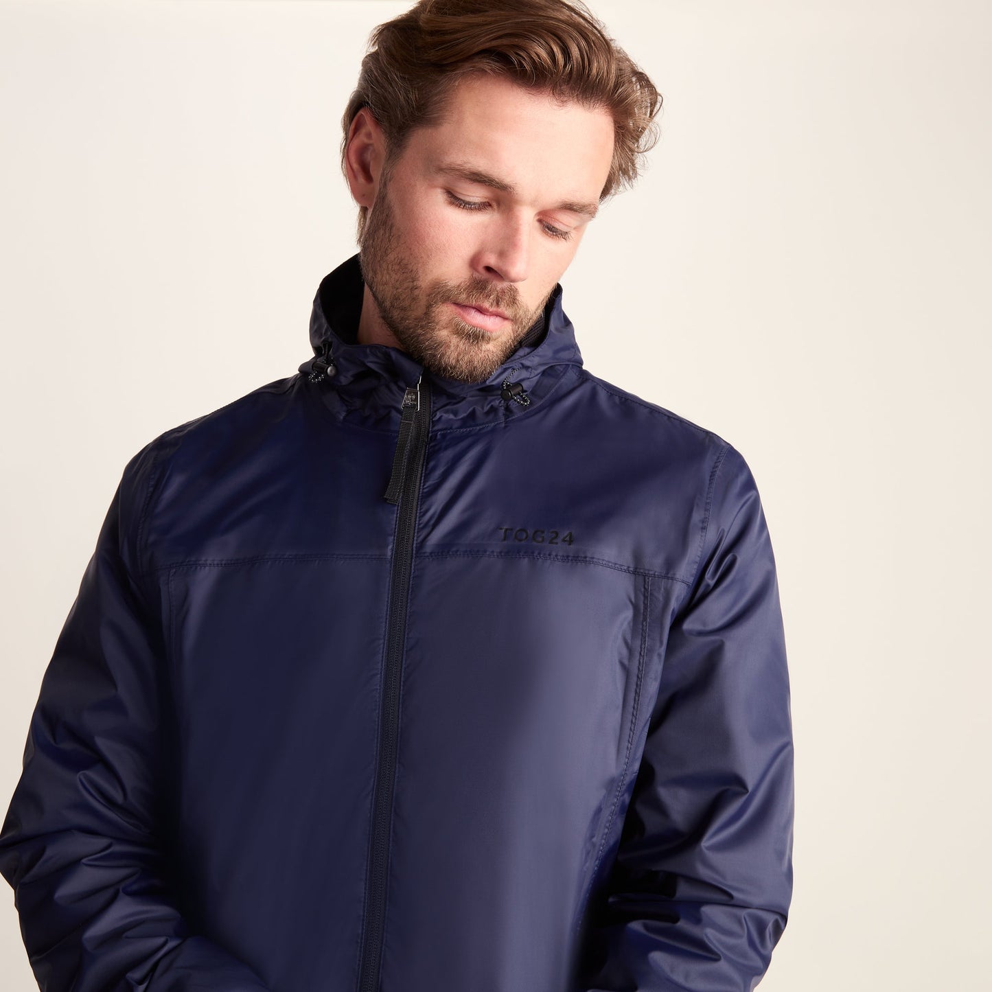 Craven Mens Waterproof Packaway Jacket - Navy