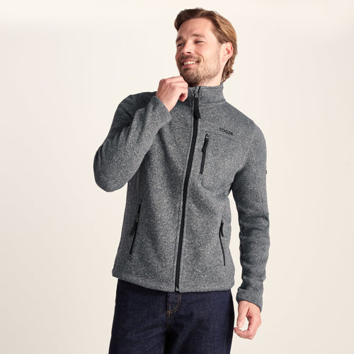 Cresswell Mens Knitlook Fleece Jacket - Dark Grey Marl