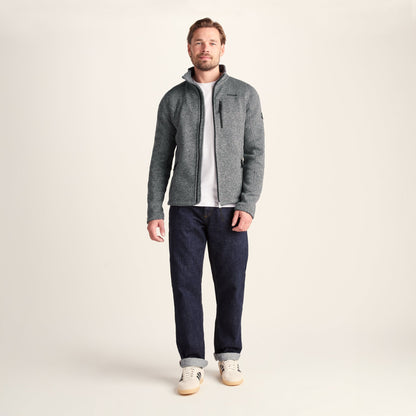 Cresswell Mens Knitlook Fleece Jacket - Dark Grey Marl