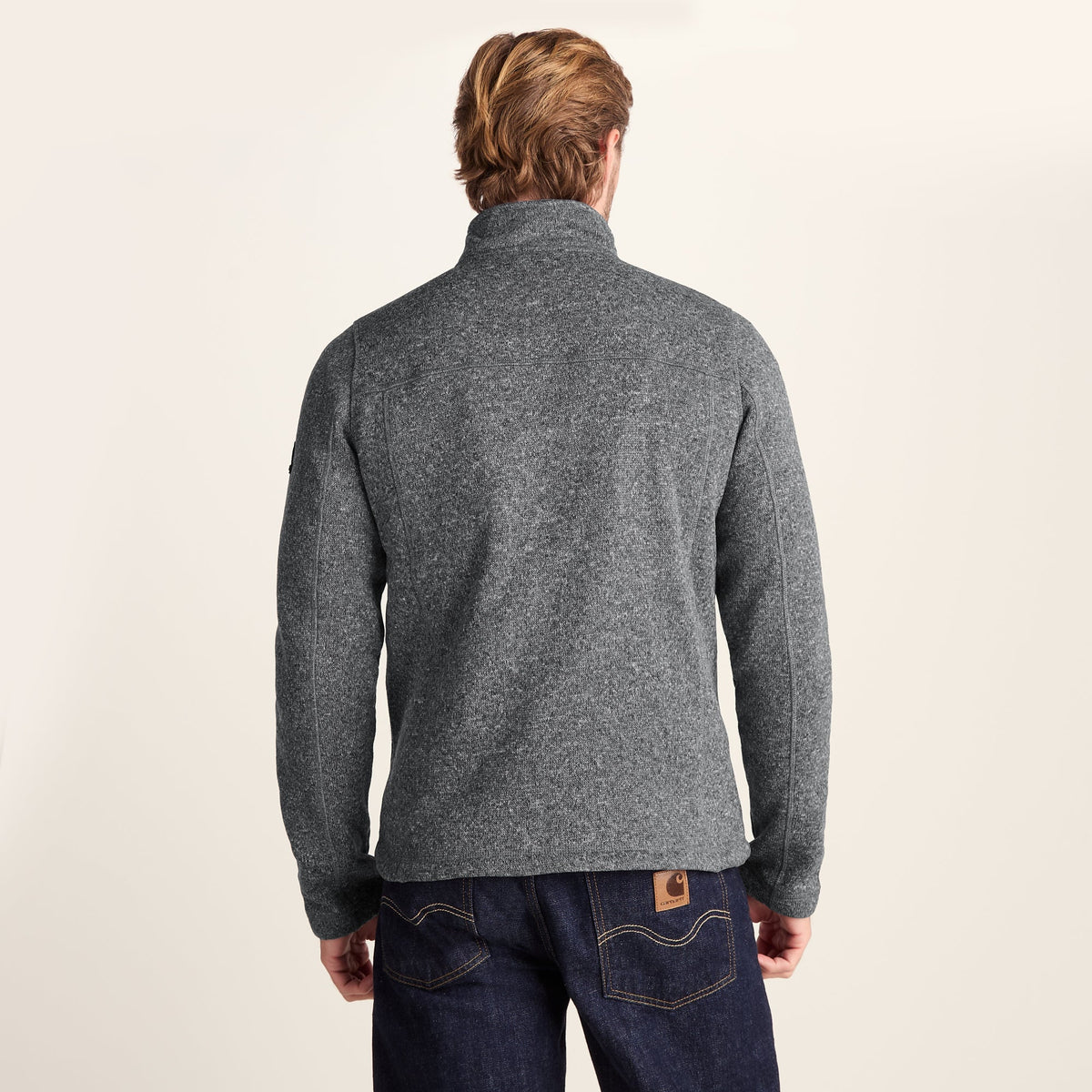 Cresswell Mens Knitlook Fleece Jacket - Dark Grey Marl