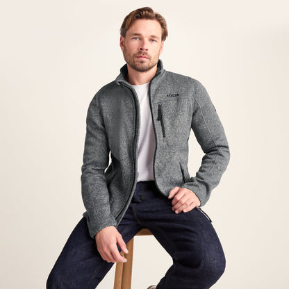Cresswell Mens Knitlook Fleece Jacket - Dark Grey Marl