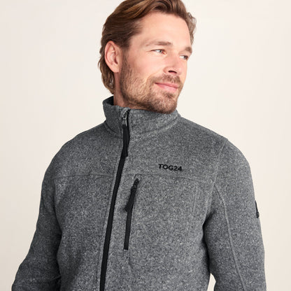 Cresswell Mens Knitlook Fleece Jacket - Dark Grey Marl