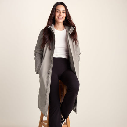 Dalton Womens Longline Waterproof Insulated Coat - Dark Taupe
