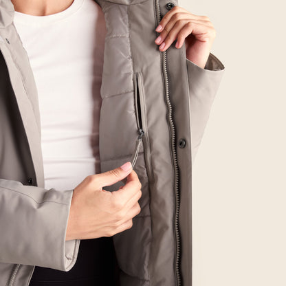 Dalton Womens Longline Waterproof Insulated Coat - Dark Taupe