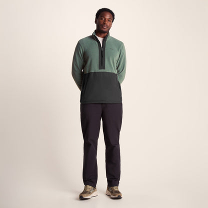 Dowson Mens Relaxed Fit Microfleece Zip Neck - Black/Light Forest