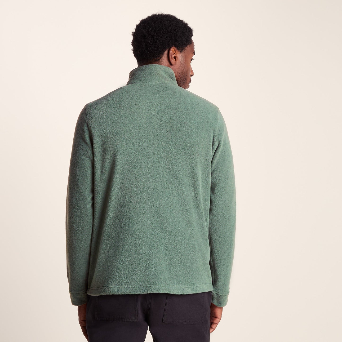 Dowson Mens Relaxed Fit Microfleece Zip Neck - Black/Light Forest