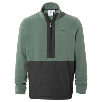 Dowson Mens Relaxed Fit Microfleece Zip Neck - Black/Light Forest